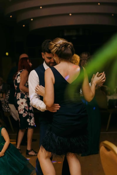 Wedding guests dancing at a UK wedding