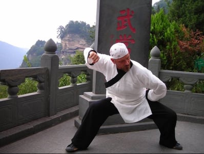 Harun Mehmet Soydan performing a Wudang martial arts form at Wudangshan in July 2013.