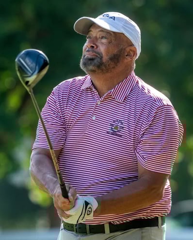 Par Four Golf Club image of Adrian Stills tees off during the final day of the Calvin Washington Memorial 50th Annual Par 4 G