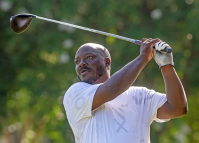 Par Four Golf Club image of Byrd Stallworth tees off during the final day of the Calvin Washington Memorial 50th Annual Par 4