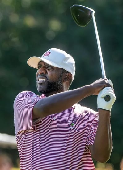 Par Four Golf Club image of Nate Bryant tees off during the final day of the Calvin Washington Memorial 50th Annual Par 4 Gol