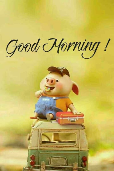 Good Morning greeting image with toy and peppa pig design