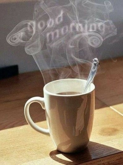 Good Morning greeting image with coffee cup design