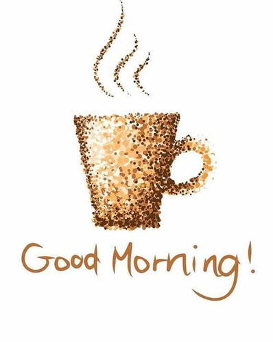 Good Morning greeting image with creative cup and coffee design