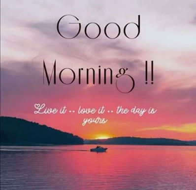 Good Morning greeting image with nature and sunrise design