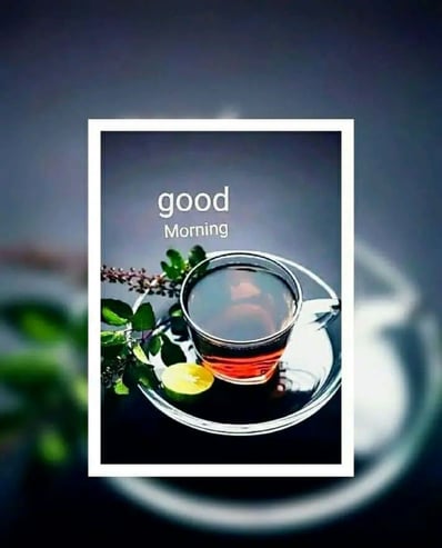Good Morning greeting image with nature and black tea design