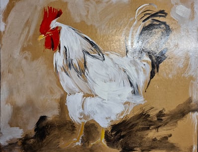 oeuvre d'art animalier- artiste peintre - coq