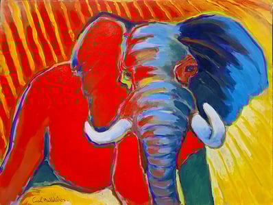 Oeuvre d'art animalier- peinture d'artiste - éléphant