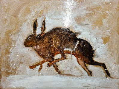 oeuvre d'art animalier- artiste peintre - Lièvres