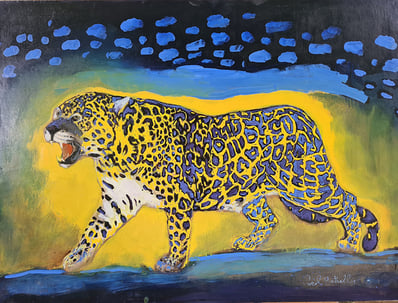 Oeuvre d'art animalier- artiste peintre - panthère