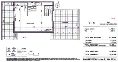 Plan 2D d'un duplex à Toulon montrant une décoration soignée et inspirée des voyages basques et marins.