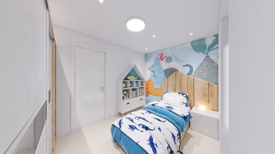 Ambiance chaleureuse en 3D d'une chambre d'enfant - Infographiste 3D spécialisé immobilier Var (83)