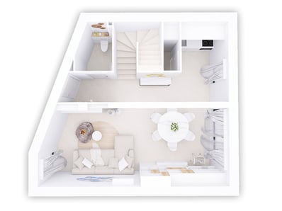 Vue en coupe 3D du projet - Étude des volumes par architecte d'intérieur Toulon