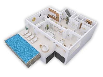 Maquette 3D projet complet RDC+R+1 - décorateur Toulon