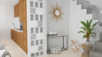 Rendu 3D cuisine équipée Les Issambres, design intérieur.