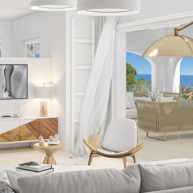 Salon moderne après rénovation - lumière naturelle