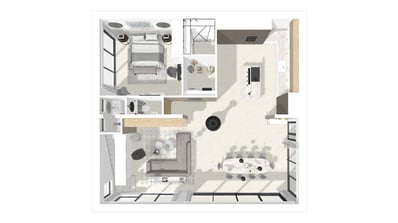 Plan d'étage 3D précis - Distribution des espaces par un décorateur à Toulon
