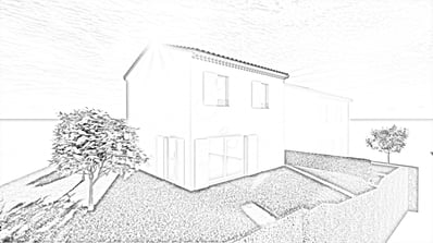 Perspective 3D des villas en mode croquis - Infographiste immobilier PACA
