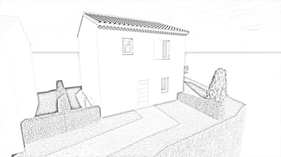 Perspective 3D villa A en mode croquis - Cadre de vie privilégié à Saint-Mandrier