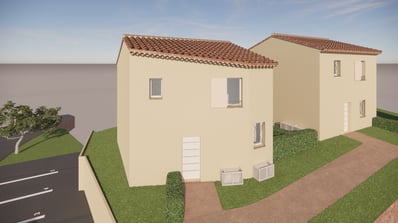 Rendu 3D extérieur des maisons sous angle sud - Architecte d'intérieur Toulon