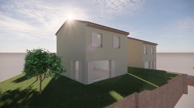 Rendu 3D des jardins privatifs - Aménagement paysager pour résidence Varoise