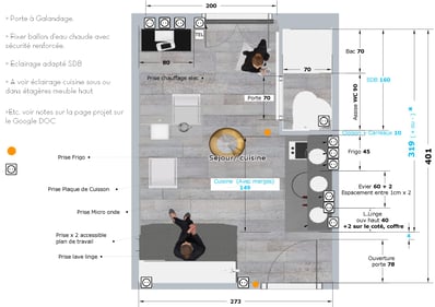 Optimisation de l'espace : Rangement astucieux dans un studio à Saint-Elme. Design d'intérieur par un architecte de Toulon.