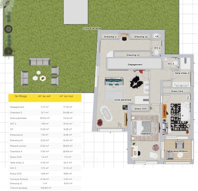 Plans 2D et 3D d'une villa moderne et design à Carqueiranne (83), projet architectural.