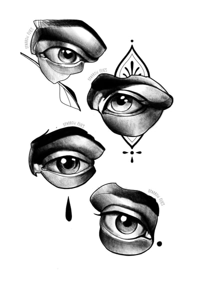 Available neo-traditional eyes tattoo designs by Sparrow Flies
