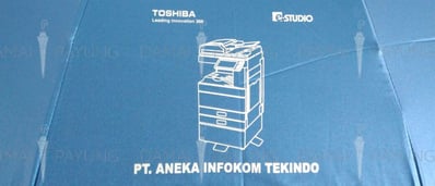 Payung promosi lipat super jumbo lis kotak biru
