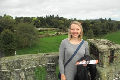 Jessica atop Castle Fraser