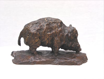 Oeuvre d'artiste- sculpture-sanglier en bronze- art animalier