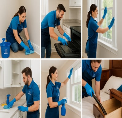 Deep cleaning service by NexaPro including scrubbing and detailed dusting