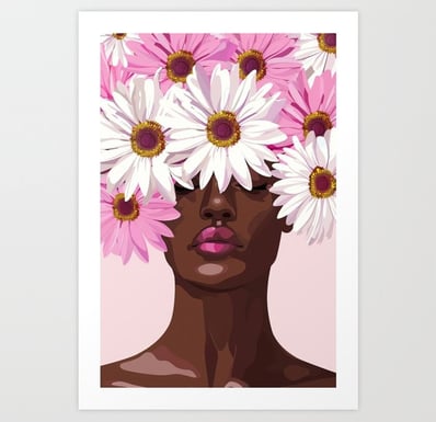 Petal Dream - Floral Woman Portrait Art Print BY Fresh Wave Lab