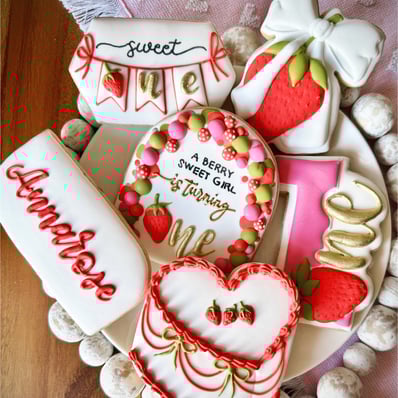 berry birthday cookies, first birthday cookies