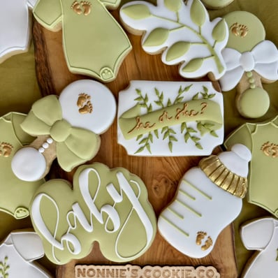 baby shower cookies, gender neutral cookies,, gender reveal cookies