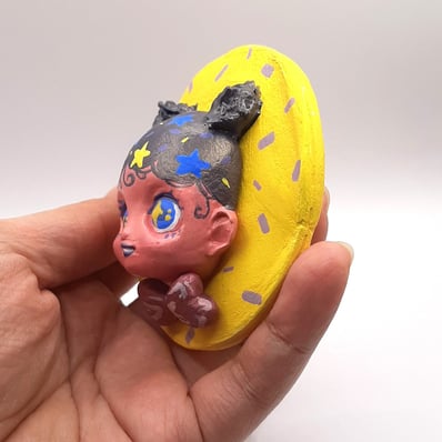 alien baby polymer clay ornament