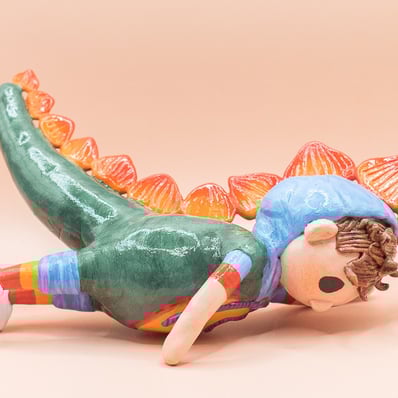 dino boy epoxy clay small sculpture