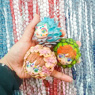 flora trio polymer clay ornament