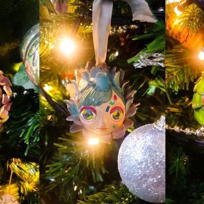 flora trio polymer clay ornament