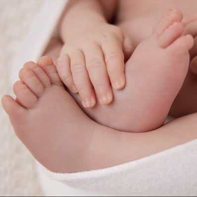 photo de pieds et mains de bébé de 6 semaines