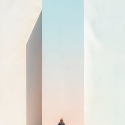 A woman looking at an obelisk