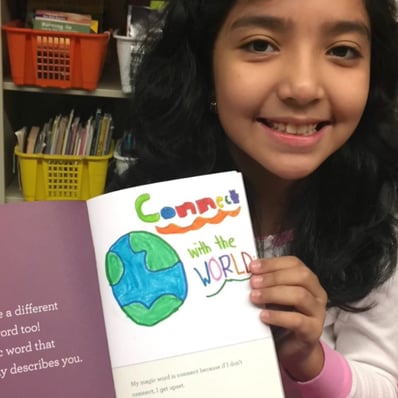 Student shares her illustrations.