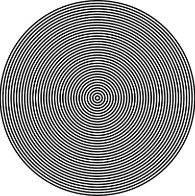 Nombreux cercles concentriques blancs et noirs à regader pour provoquer un effet hypnotique