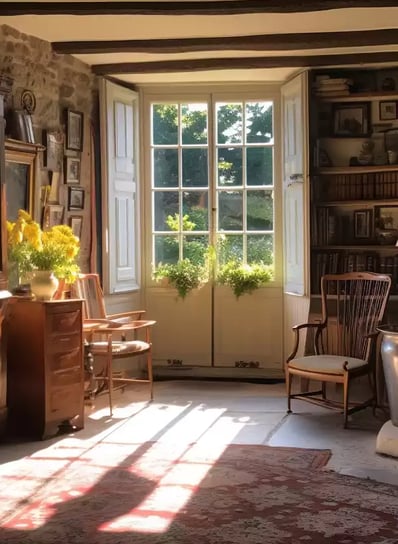 Intérieur d'une jolie maison champêtre à Crozon et qui est disponible à la location courte durée