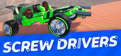 a green car with a blue and white background and a text that says screw screw