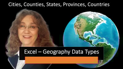 Video Icon for Excel Geography Data Types includes image of world globe