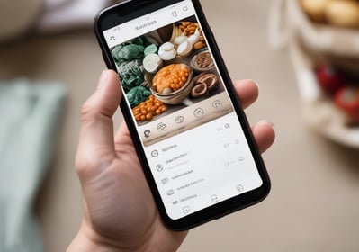 a person holding a phone with a picture of a person taking a picture of food