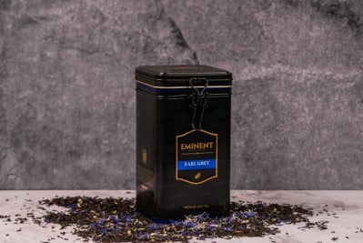 EMINENT Exqisite black tea earl gray tin with a tag of Eminent