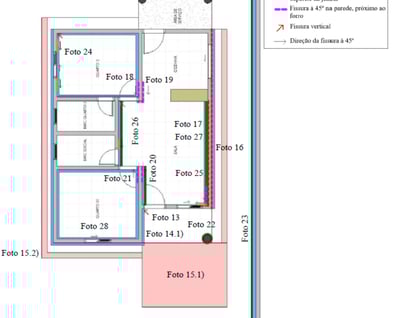 Croqui de um laudo técnico de engenharia sobre manifestações patológicas em edificações