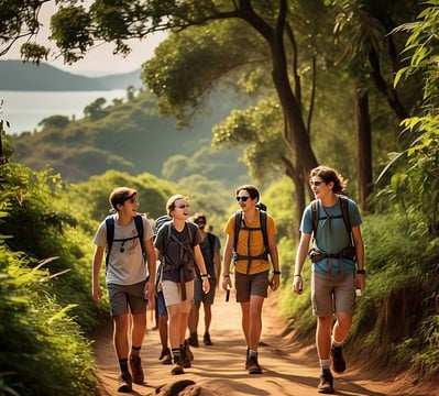 trekking on hilly paths